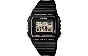 Унисекс молодежные черные часы W-215H-1A CASIO