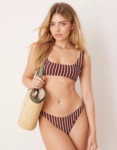 Плавки бикини с текстурированной полоской в коричневом цвете Mango