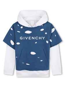 Givenchy Kids многослойное худи с вырезами, синий