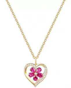 Ожерелье с подвеской в форме сердца из выращенных в лаборатории рубинов (1 карат tw) и выращенных в лаборатории белых сапфиров (1/20 карата tw) длиной 18 дюймов из 14-каратного золота на стерлинговом серебре Macy'S, ruby