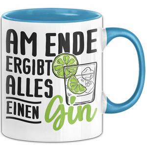 Джин Коктейльная чашка Подарочная кружка с мотивом «Шутка» В конце концов, все становится джином (синяя) Trendation, синий