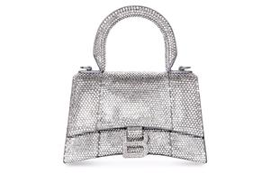 Блестящая сумка Balenciaga в форме песочных часов, ромбовидная сумка через плечо, серебристая