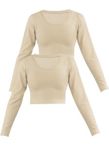 Лонгслив Janice 2 x Damen crop Langarmshirt Nerja, бежевый