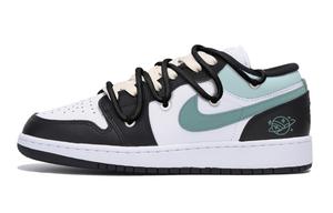 Jordan Износостойкие, нескользящие, винтажные баскетбольные кроссовки Air 1 с низким верхом, мужские, цвет: черный, белый, зеленый