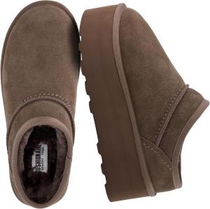 Женские тапочки-платформа CUSHIONAIRE Huggy-2, уютные замшевые ботильоны без застежки для дома и улицы, женские тапочки, Taupe