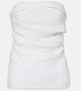 Льняной топ с драпировкой Izel Tove, белый