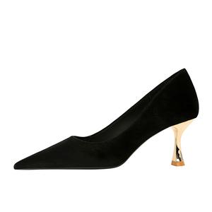 Туфли на тонком каблуке высотой 7 см для женщин QITUMAUL, Black[Heel Height 7Cm]