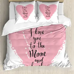 Комплект постельного белья ABAKUHAUS Vintage Valentine для односпальных кроватей, с рисунком Грязное сердце, с защитой от клещей, подходит для аллергиков, с наволочкой, 155 см x 220 см - 80 x 80 см, цвет бледно-розовый с серо-коксовым оттенком