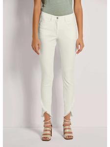 MADELEINE Укороченные брюки с пятью карманами и бахромой, кремового цвета