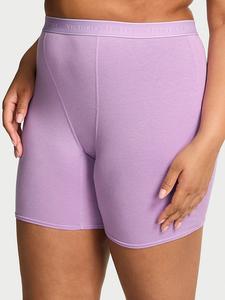 Хлопковые трусы-боксеры с высокой талией и логотипом Cotton, cotton light lilac