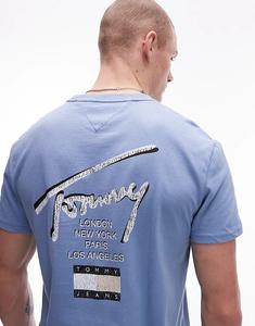 Футболка Tommy Jeans с фирменным принтом на спине, синего цвета