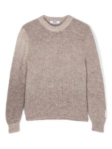 MSGM Kids свитер вязки интарсия с логотипом, нейтральный цвет