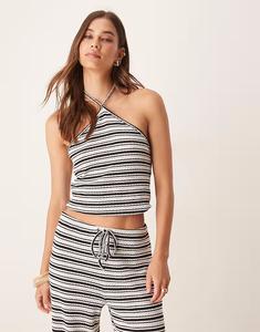 Топ-халтер в полоску коричневого и кремового цветов Asos Design