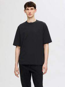 Футболка с короткими рукавами Regular Fit из хлопковой смеси Selected, Black
