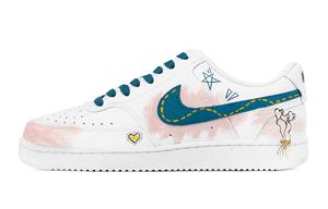 Nike Кроссовки Court Vision 1 Fairy Tale Starry Heart, износостойкие, низкие, для скейтбординга, мужские, бежево-синие