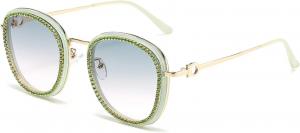 Женские модные солнцезащитные очки Melrose с жемчугом и бриллиантами, винтажные, без оправы, защита от УФ-излучения UV400, женские солнцезащитные очки со стразами, 1906 год, Green