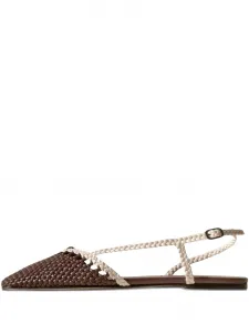 Балетки-лодочки Rondaia из плетеной кожи с задником-ремешком Hereu, коричневый