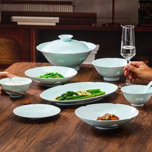 Luowei Jingdezhen Yingshengzhen Porcelain Delicate Tableware Set, 4-Person Set Songqi Kuikou, 30 Pieces, White Porcelain Delicate