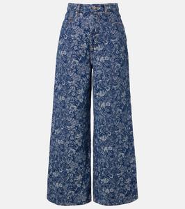 Джинсы Tapestry с широкими штанинами Ganni, Mid Blue Stone