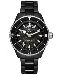 Мужские автоматические часы Swiss Automatic Captain Cook Black High Tech Ceramic с браслетом, 43 мм Rado