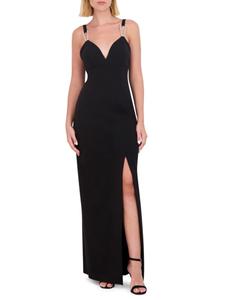 Платье с разрезом и декорированной отделкой Vince Camuto, черный