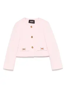 Жаккардовый блейзер с цветочным узором Versace Kids, розовый
