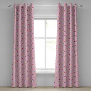 Шторы-люверсы ABAKUHAUS Candy, Candy Delicious Treats, арбуз, креативный детский дизайн, 2-панельные декоративные шторы, 280 см x 225 см, нежно-розовый, пурпурный, мятный Abakuhaus