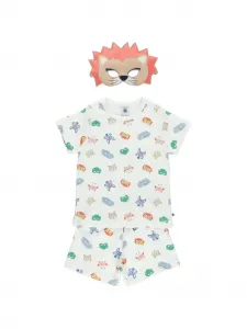 Пижама с анималистичным принтом и маской (набор из трех предметов) Petit Bateau, белый