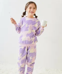 Детская пушистая флисовая пижама с длинным рукавом, домашняя одежда, коллекция осень/зима 2025 Devirock, цвет 011-Art-Purple