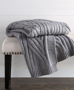 Плед вязаной вязки, 50 x 60 дюймов, эксклюзивно представлен в Macy's Charter Club, цвет cloud grey