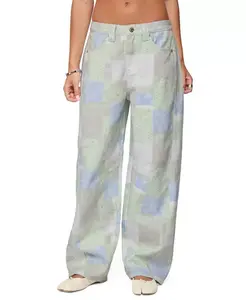 Лоскутные джинсы с низкой посадкой, свободного кроя, светлого оттенка Edikted, мультиколор