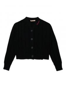 Кардиган Marni Kids с вышитым логотипом, черный