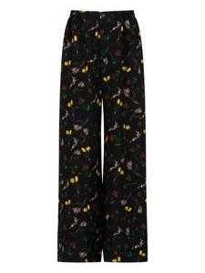 Широкие брюки с цветочным принтом Marni, черный