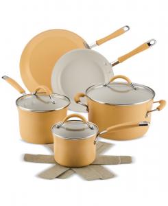 Набор посуды Cucina с керамическим антипригарным покрытием, 10 предметов Rachael Ray, Tumeric Yellow