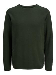 Свитер с круглым вырезом и длинными рукавами из хлопка JJEHILL зеленого цвета Jack & Jones