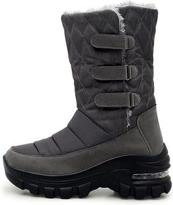 Мужские и женские зимние снегоступы, водонепроницаемые, с теплой флисовой подкладкой, зимние походные ботинки до щиколотки, противоскользящие, подходят для холодной погоды, прогулок, работы и спорта Generic, серый