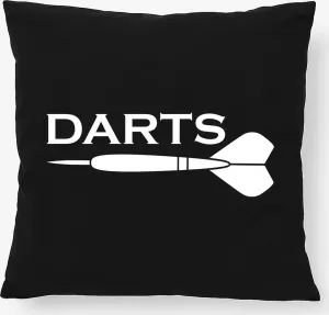 Подушка Huuraa Darts, подарочная, 40x40 см, с наполнителем, черный хлопок, декоративная стрела Darts Hellweg Druckerei