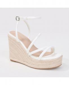 Женские сандалии-эспадрильи на танкетке Rivka с ремешками BERNESS, White