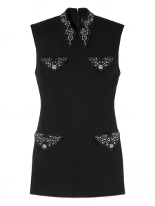Шерстяное платье мини VERSACE, черный