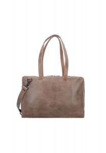 Сумка через плечо из натуральной кожи с отделением для ноутбука 43 см PLEVIER, тауп