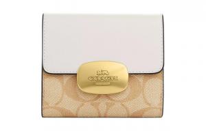 Кошелек мини из лакированного холста Eliza для женщин светло-хаки COACH