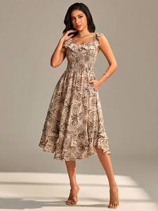 Принтованное платье миди без рукавов Jolie Moi