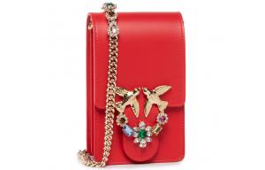 Кожаная сумка Swallow, через плечо, кросс-боди женская красная PINKO