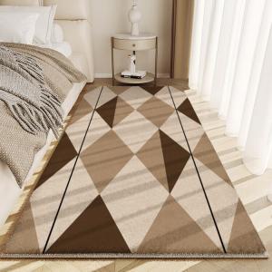 Budis Ковер 100х200 см для спальни/гостиной в стиле Faux Cashmere, теплый, с высоким ворсом, в осеннем лимонном дизайне