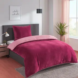 Комплект постельного белья Heimtexland Teddy Flannel с двумя вещами | Зимний пододеяльник | Мягкий и теплый | Подушка 80x80 | Одеяло 155x220 | Идеальный подарок с эффектом кашемира, рождественский, тип 751, сиреневый heimtexland