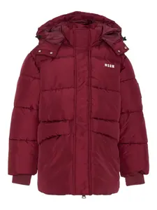 Пуховик с капюшоном Msgm Kids, красный