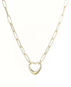 Золотая цепочка-скрепка с подвеской в форме сердца Adornia, gold