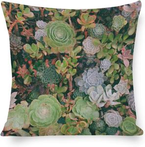 MaSiledy Чехол для подушки декоративный с принтом кактусов льняной Pattern-6