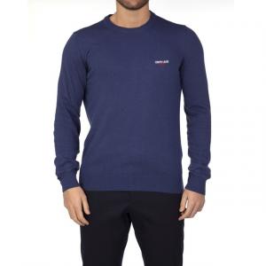 Спортивный мужской приталенный свитер с длинными рукавами Roberto Cavalli, синий