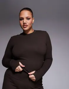 4505 Шоколадная детская футболка с длинными рукавами Soft Touch Studio Curve Icon - КОРИЧНЕВЫЙ